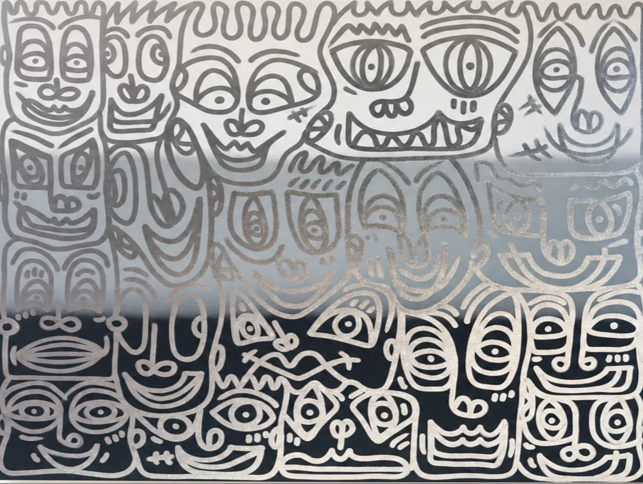 Silver Flow — Acrylic on canvas, 120 × 90 cm, 2026