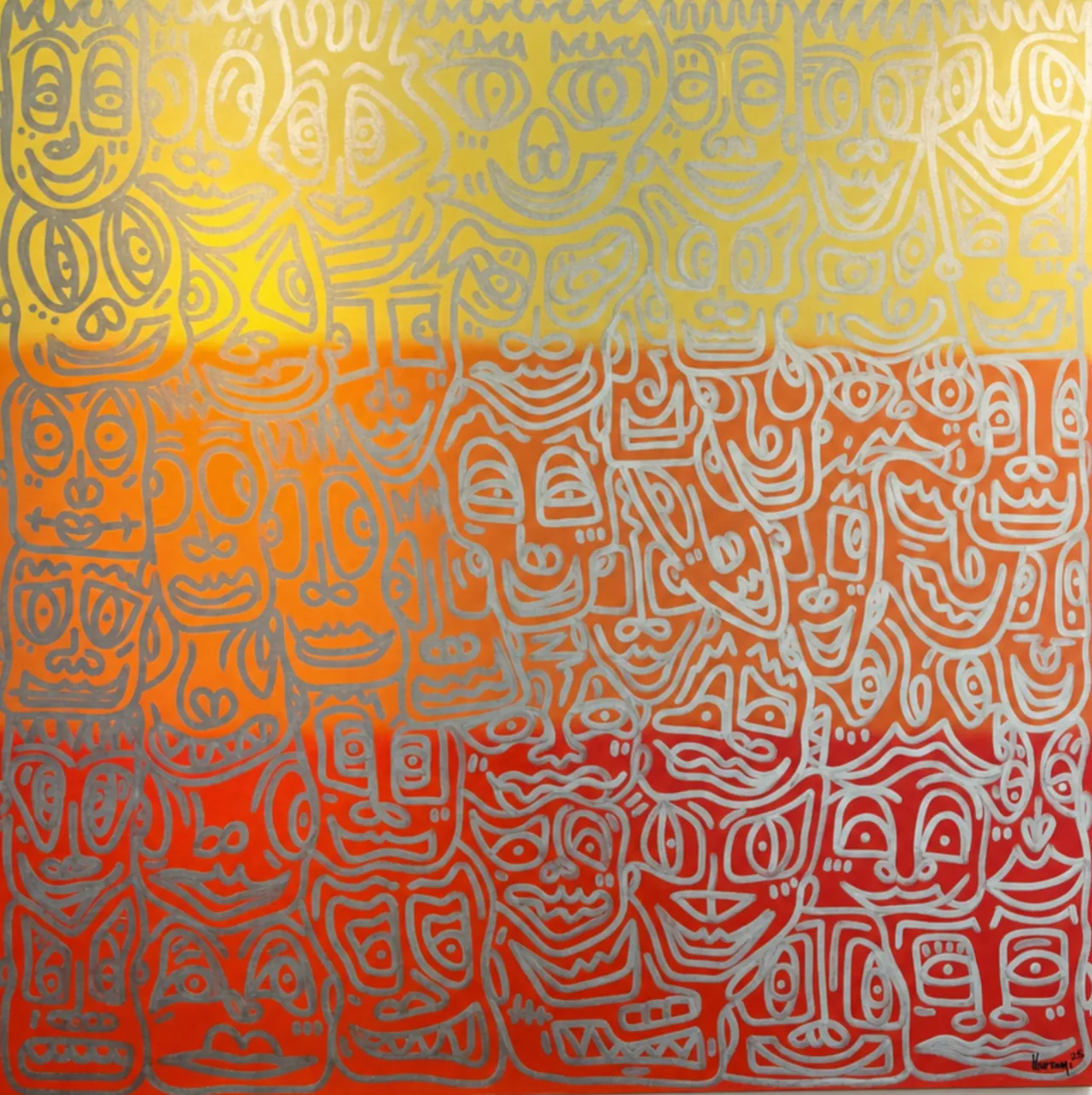 Vibra Sunrise — Acrylic on canvas, 150 × 150 cm, 2025